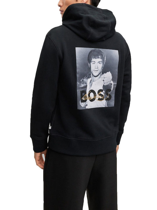 Hugo Boss Herren Sweatshirt mit Kapuze und Taschen Schwarz