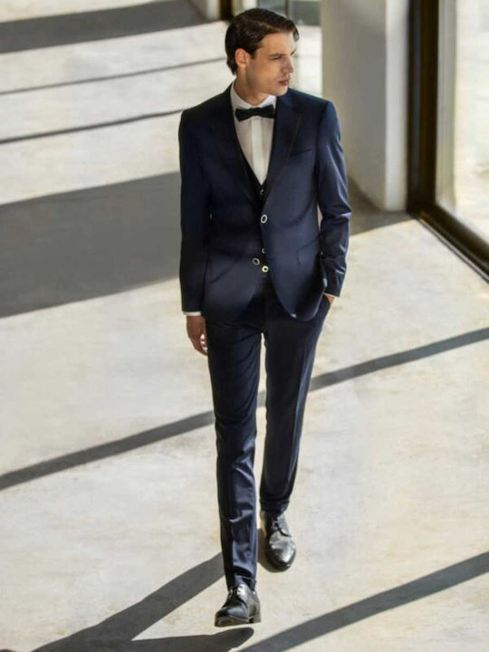 Venezzia Summer Men's Groom's Suit with Vest Navy Blue