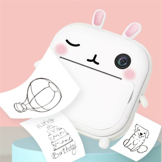 M2 Cute Rabbit Cameră Foto pentru Copii 48MP cu Imprimare Termică Albă