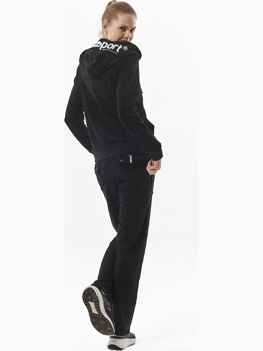 071317 Women's Sweatshirt Jacket Hooded Black