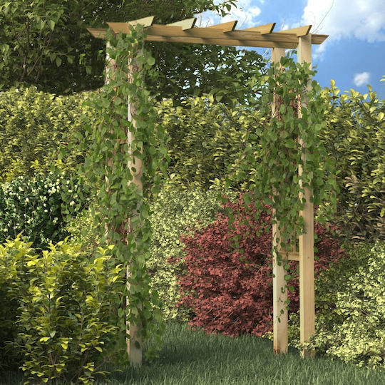 Arcadă De Grădină Din Lemn Cu Design În Grilă Pătrat Culoare Bej 150x60x204cm