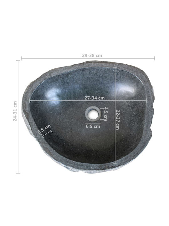 vidaXL River Stone Надеждна мивка Камък 38x29x12см Сив