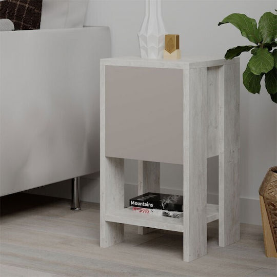 Wooden Bedside Table Ema Antique / Mocha 30x30x55cm