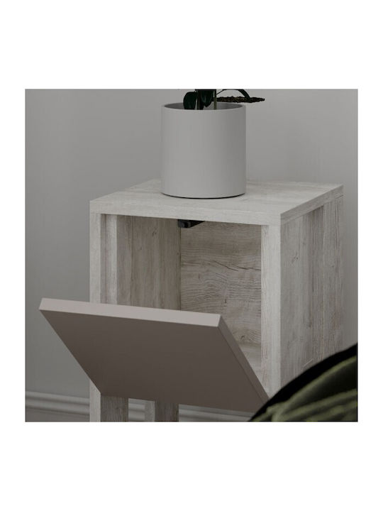 Wooden Bedside Table Ema Antique / Mocha 30x30x55cm
