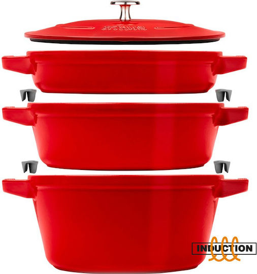 Zwilling J.A. Henckels Staub La Cocotte Kochgeschirr-Set aus Gusseisen Rote 3-teilig