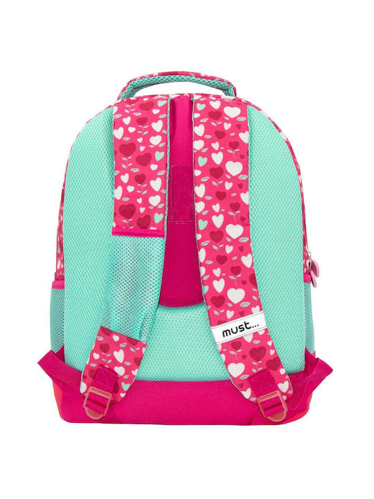 Must Balloon Girl with 3 Compartments School Bag Backpack Elementary, Elementary in Pink color