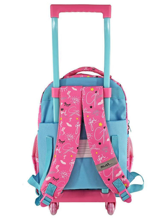 Must Super Girl with 3 Compartments School Bag Trolley Elementary, Elementary Multicolored