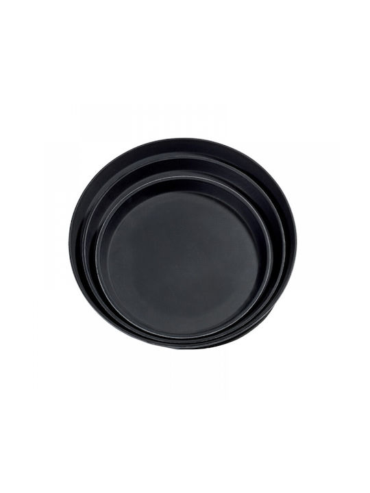 GTSA Round Tray Non-Slip of Plastic In Black Colour 46x46cm 1pcs