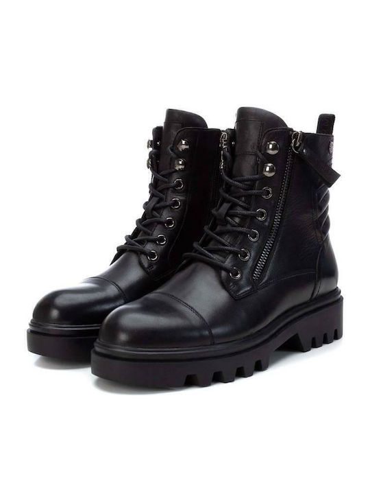 Leder Stiefeletten Damen Schwarz