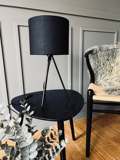 H&S H&S Holz Tischlampe für Fassung E14 mit Schwarz Schirm und Basis