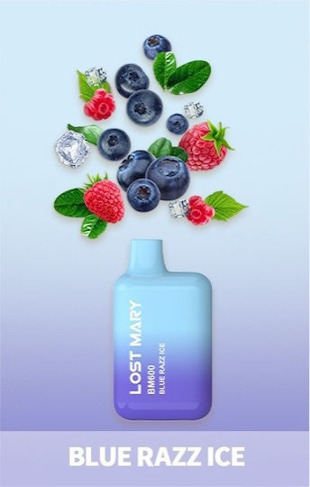 Lost Mary Lost Mary Електронна Цигара за Еднократна Употреба 600 Вдишвания Blue Razz Ice 2мл 20мг Син 1бр