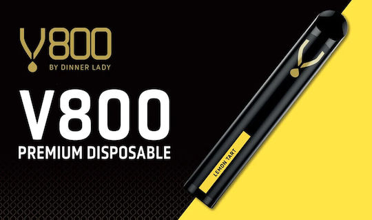 Dinner Lady V800 Ηλεκτρονικό Τσιγάρο μιας Χρήσης 800 Εισπνοών Watermelon Ice 2ml 20mg Μαύρο
