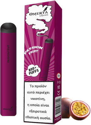 Omerta Disposable Einweg-E-Zigarette 800 Züge Passionsfrucht Ohne Nikotin 1.6ml Passion Fruit