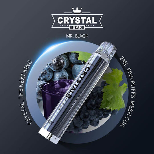 Crystal Vape Einweg-E-Zigarette 600 Einweg-E-Zigaretten Berry Ice ohne Nikotin 2ml Schwarz