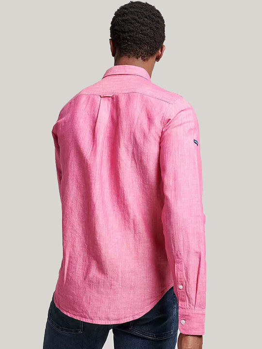 Superdry Stud Linen Λινό Πουκάμισο Fuchsia