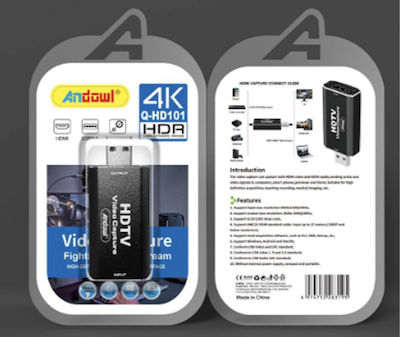 Andowl Q-HD101 Video Capture για Laptop / PC και σύνδεση HDMI / USB-A