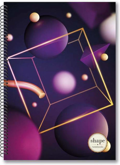 Shape Notebooks Спирал Тетрадка На райета B5 60 Листа 2 Теми Shape Spheres 1бр (Различни цветове)