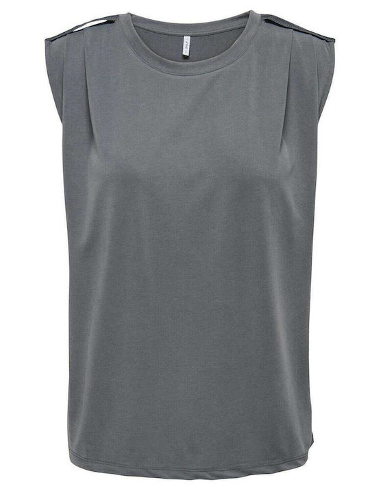 Only Women's Summer Blouse Satin Sleeveless Gray