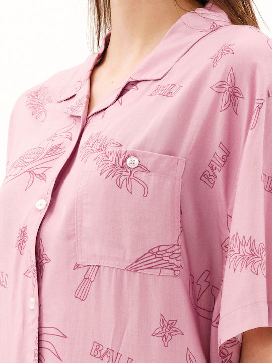 231.EW61.21 Kurzärmelig Damen Hemd Rosa Druck