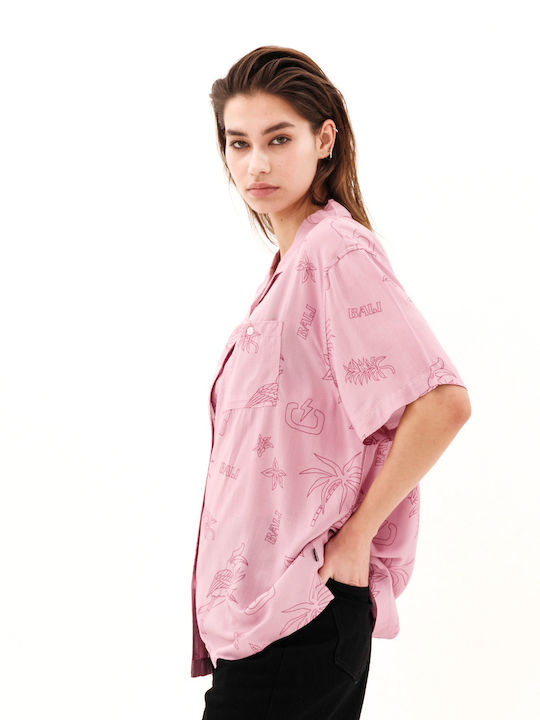 231.EW61.21 Kurzärmelig Damen Hemd Rosa Druck