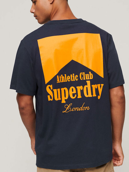 Superdry Code Ath Club Ανδρικό T-shirt Navy Μπλε με Στάμπα