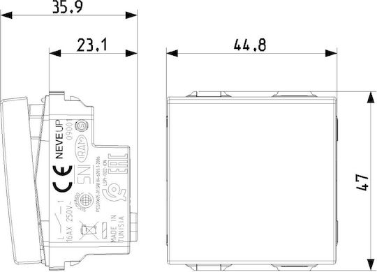 Vimar Recessed Wall Switch Lighting One-Way without Frame Black