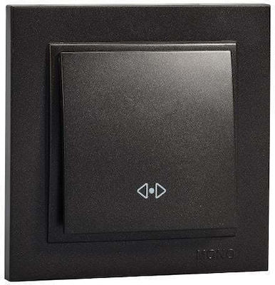 Mono Electric Despina Recessed Electrical Lighting Wall Switch with Frame Basic Medium Aller Retour Black 152-10306