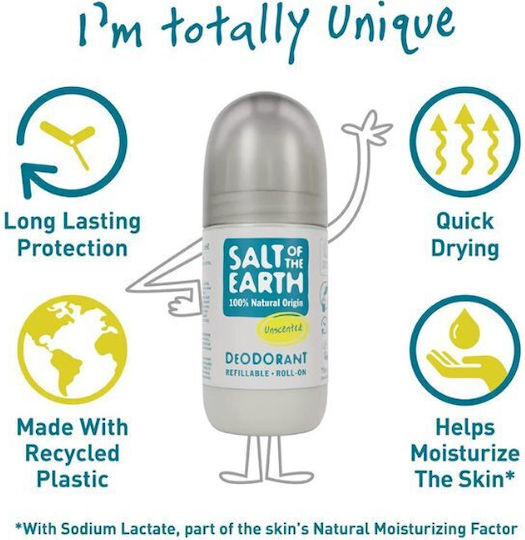 Salt of the Earth Unscented Refillable Αποσμητικό σε Roll-On 75ml