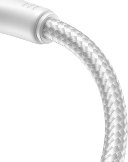Joyroom Braided USB-C to Lightning Cable White 0.25m