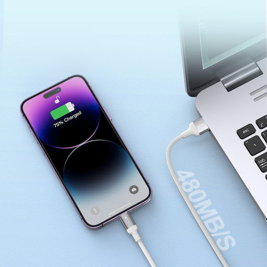 Joyroom S-CL020A10 Braided USB-C to Lightning Cable 20W Λευκό 2m