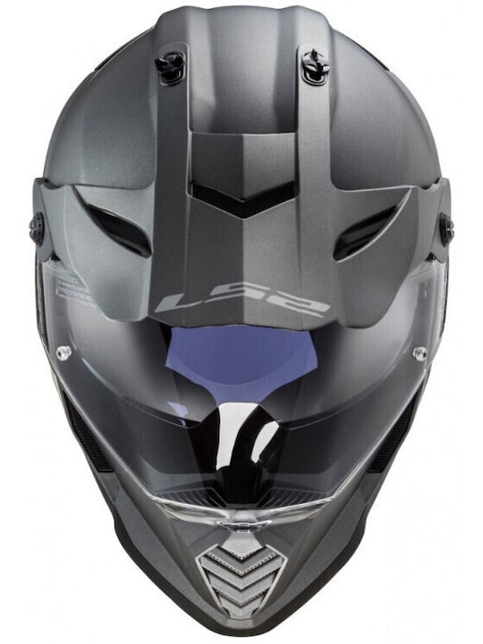 Pioneer Evo MX436 Solid Matt Titanium Каска за мотор On-Off ECE 22.05 1350 гр с Sunvisor