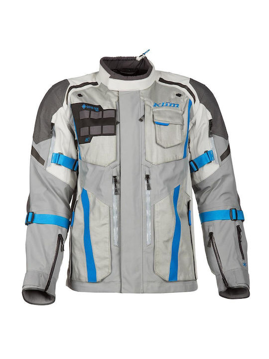 Klim Badlands Pro Gore-Tex Winter Herren Motorradjacke Wasserdicht Gray-Electric Blue Lemonade