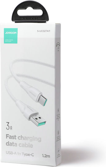 Joyroom S-UC027A9 Braided USB 2.0 Cablu USB-C bărbătesc - USB-A Alb 1.2m