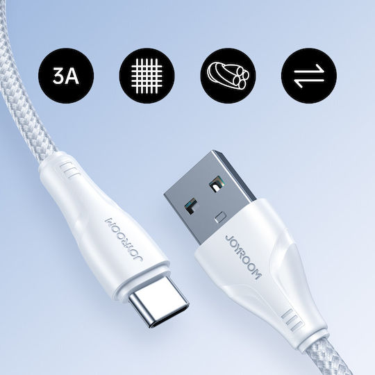 Joyroom S-UC027A9 Braided USB 2.0 Cable USB-C male - USB-A Λευκό 2m