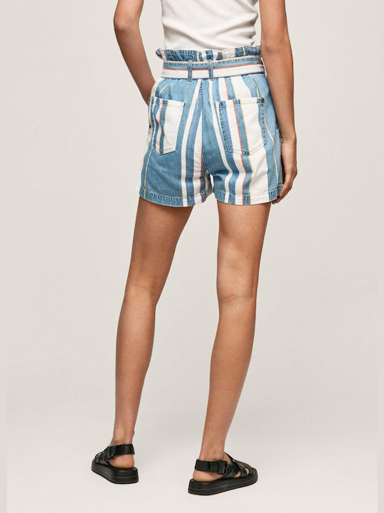 Pepe Jeans Phoebe Retro Women's Jean High-waisted Shorts Blue