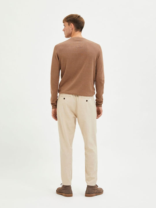 Trousers Elastic in Slim Fit Light Beige