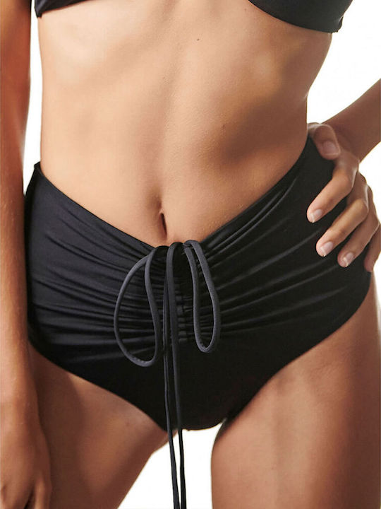 Solids Bikini Slip High Waist Black