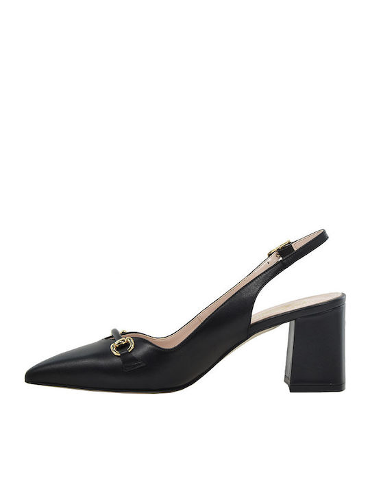 X Leder Pumps mit Riemchen Schwarz