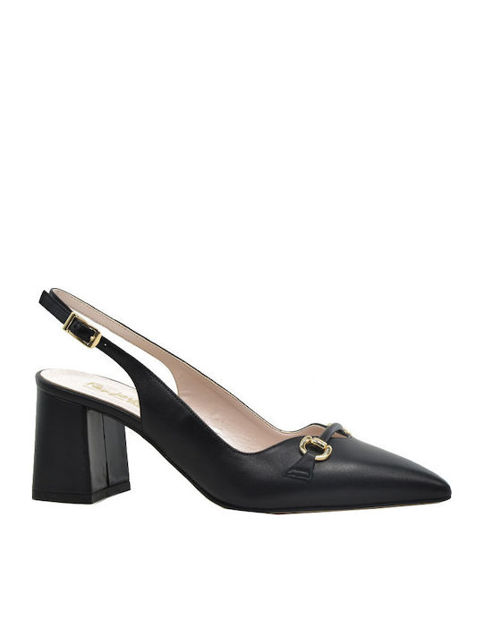 X Leder Pumps mit Riemchen Schwarz