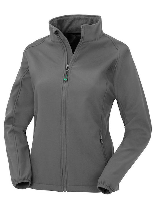 Result R901F Women's Short Sports Softshell Jacket Waterproof and Windproof for Winter Gray