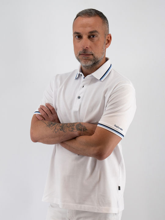 Guy Laroche Bluza Bărbătească cu Mânecă Scurtă Polo Albă