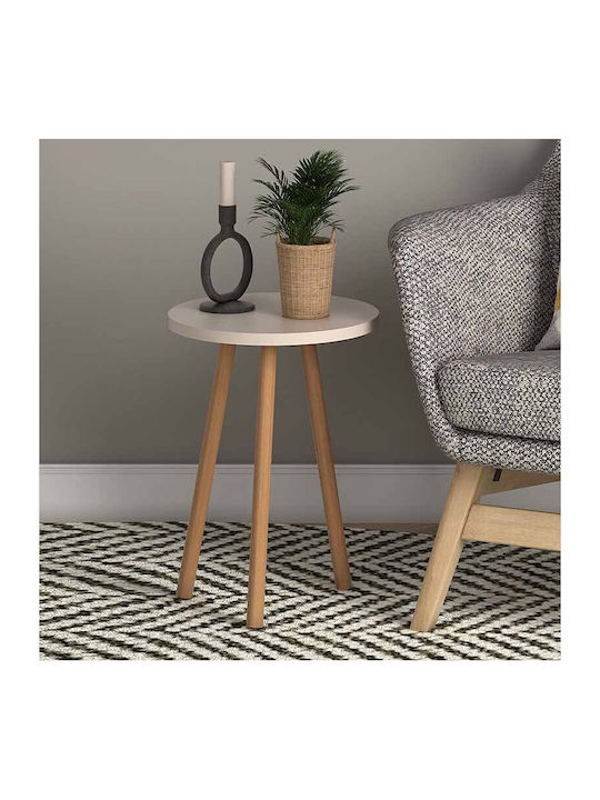 Round Side Table Roma Wooden Cream L33.5xW33.5xH46cm