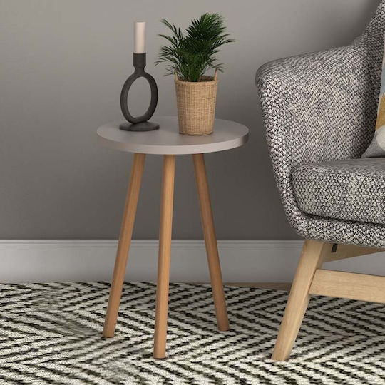 Round Side Coffee Table Roma Wooden Cappuccino W33.5xL33.5xH46cm