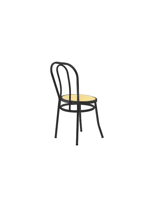 Wien Kitchen Metallic Chair Black / Beige 40x47x85cm