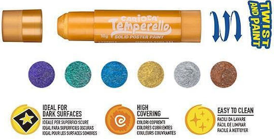 Carioca Temperello Metallic Washable Neon Drawing Markers Thick Set 6pcs