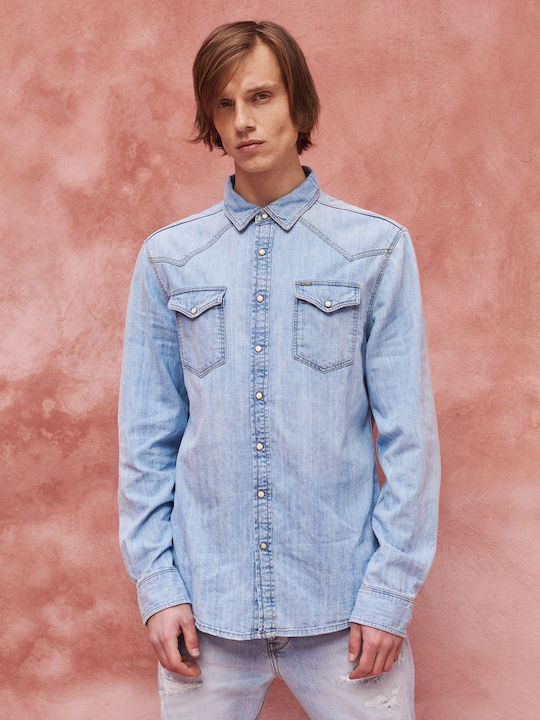 Staff Men's Shirt Long Sleeve Denim Blue