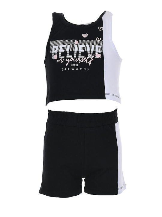 Nek Kids Wear Kids Set with Shorts Summer 2pcs Black