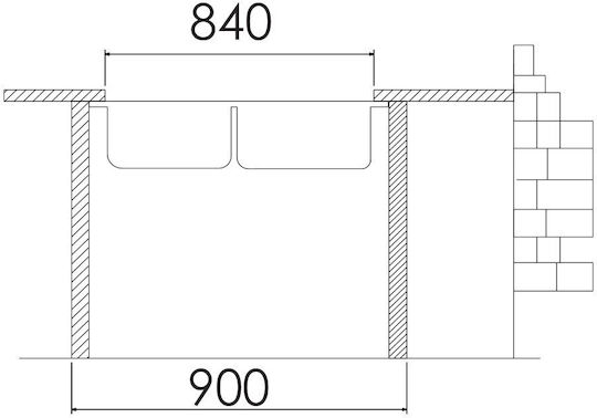 Excel Victoria 720CMS280 Drop-In Sink Left Inox Satin W86xD50.5cm Silver
