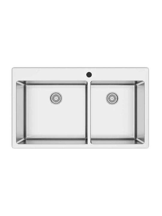 Excel Victoria 720CMS280 Ένθετος Νεροχύτης Αριστερός Inox Σατινέ Μ86xΠ50.5cm Ασημί