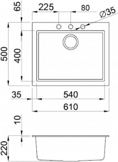 Elleci Quadra 110 Granitek LGQ11043 Drop-In Мивка от Синтетичен Гранит Ш61xД50см Tortora